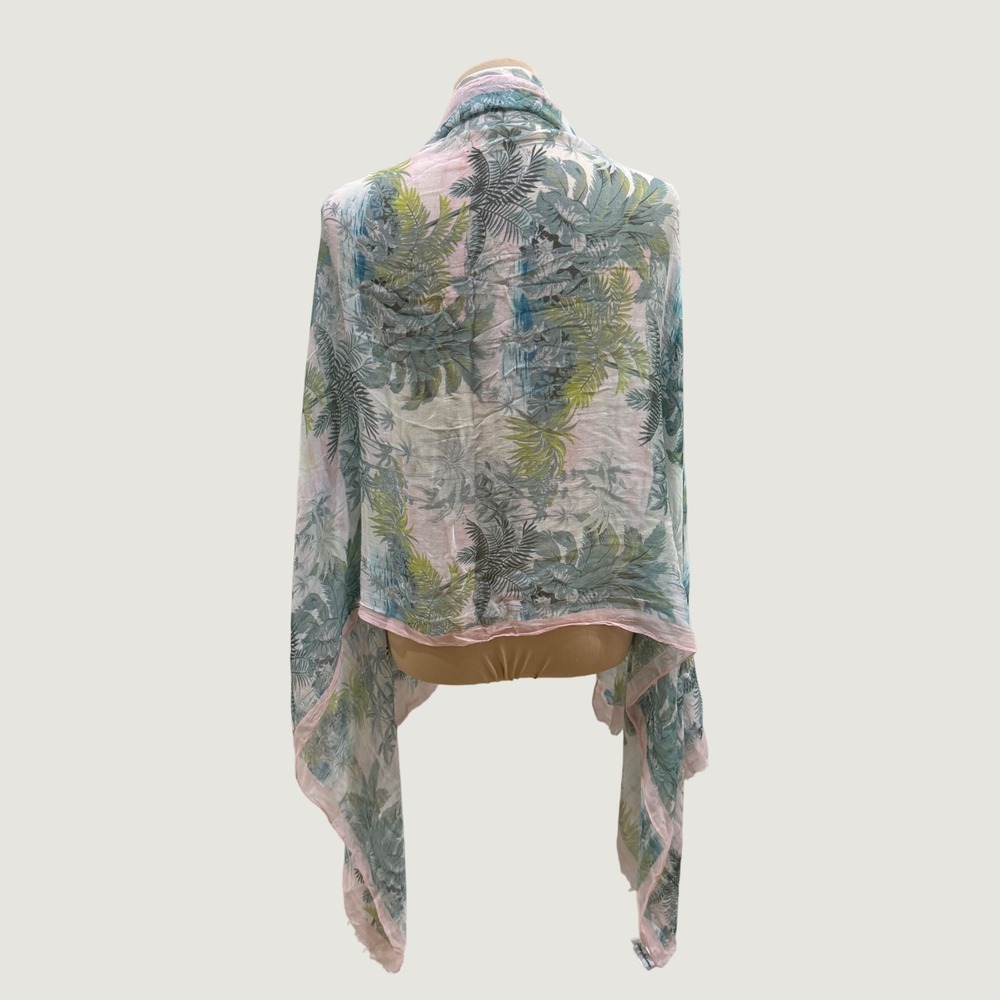 Tommy Bahama Tropical Palm Scarf Pink Green Blue Coastal Layering Beachy OS